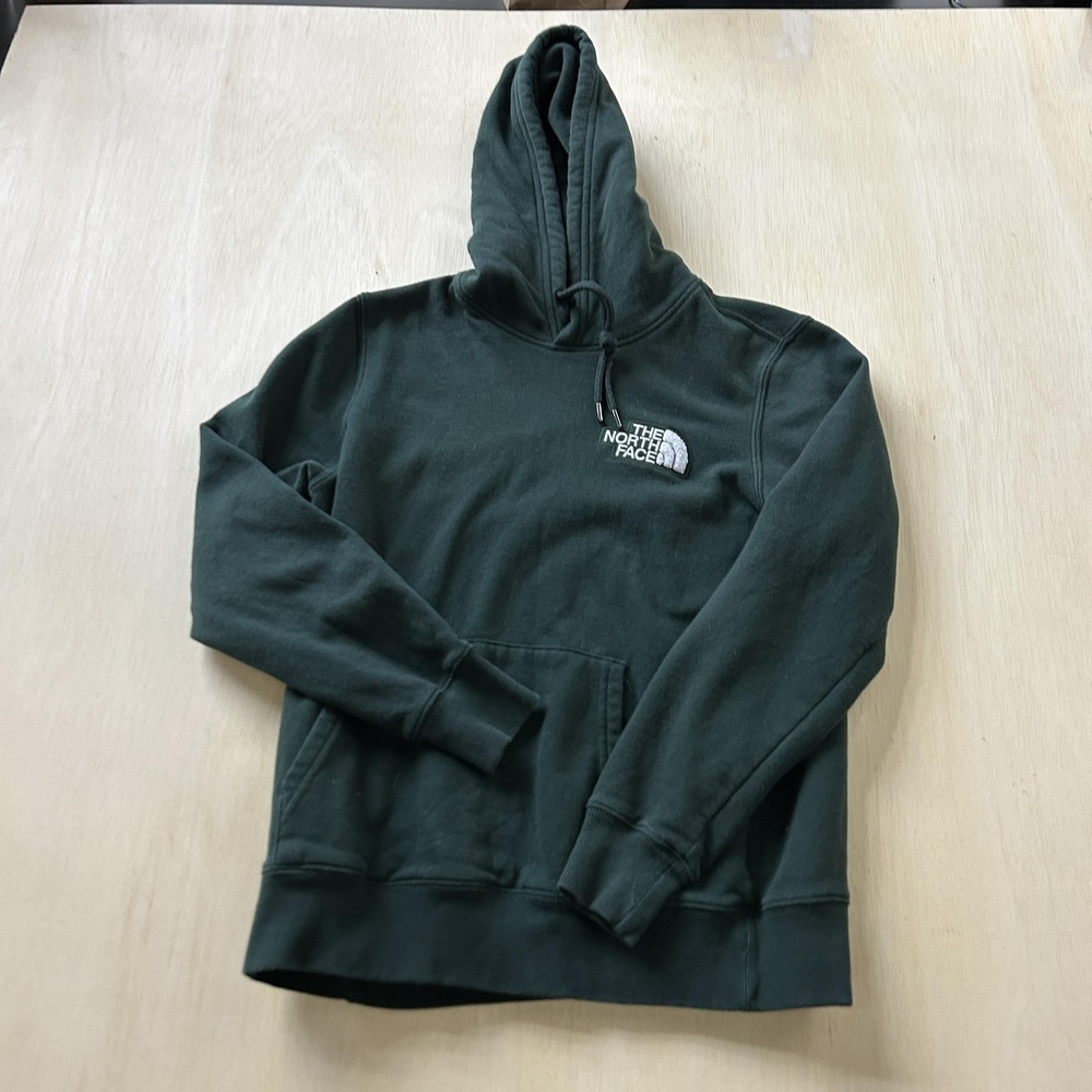 The North Face Hoodie Womens Medium Green Logo Fleece Pullover Sweatshirt‎